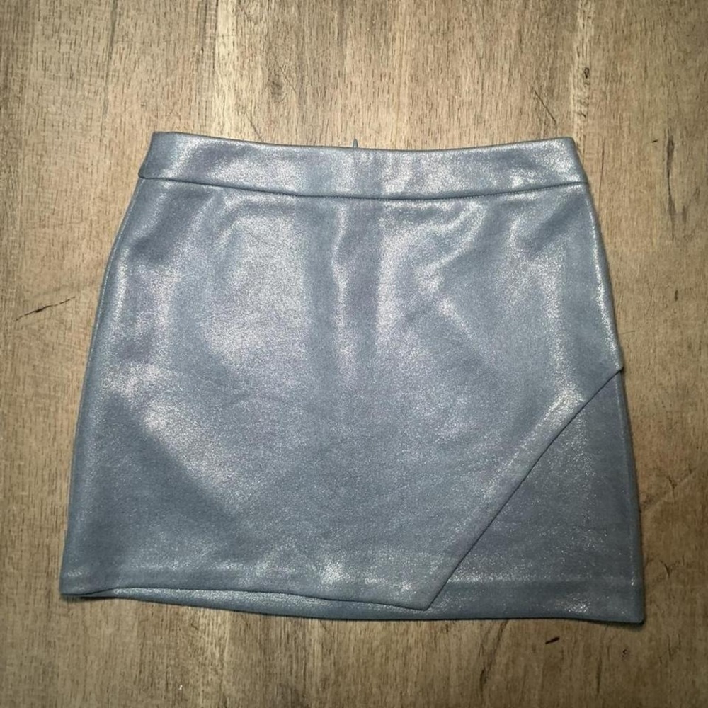 Storia Faux Leather Mini Skirt‎ Size S Grey Blue Going Out Party Bodycon